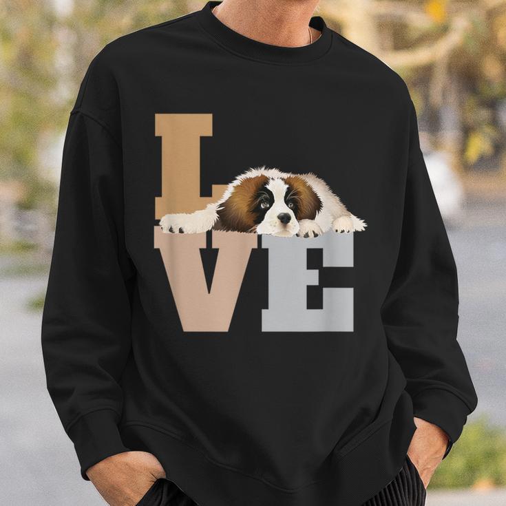 St Bernard Lazy Puppy Dog Slobbers On Word Love Sweatshirt Gifts for Him