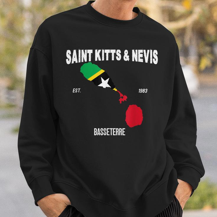 St Kitts & Nevis Flag Map Kittitian Nevisian National Day Sweatshirt Gifts for Him