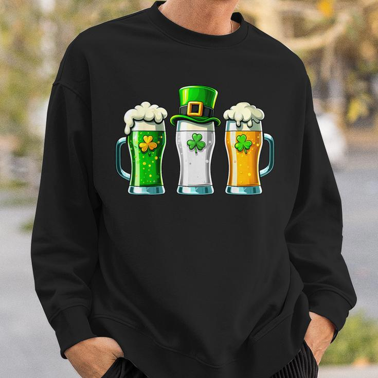 St Patrick Day Irish Ireland Flag Green Beer Lover Women Sweatshirt Gifts for Him