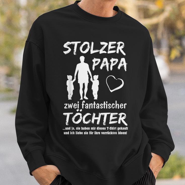 Stolzer Papa Zwei Töchter Idea Sweatshirt Geschenke für Ihn