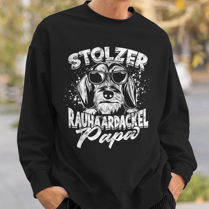 Stolzer Rauhaardackel Papa Herrchen Dogs Dachshund Sweatshirt Geschenke für Ihn