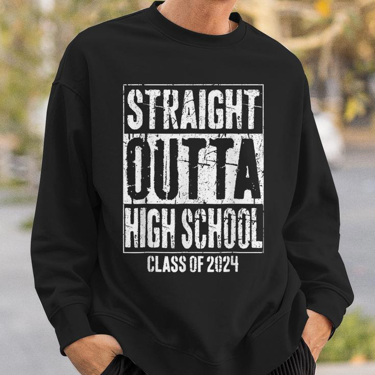 Straight Outta High School Graduation Class Of 2024 Grad Sweatshirt Gifts for Him