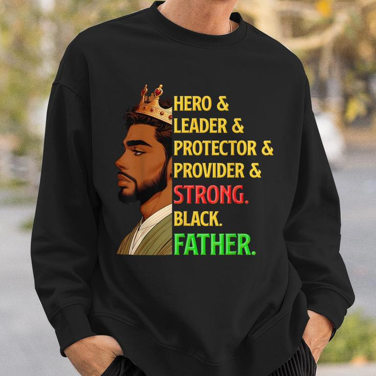 Strong Black Father Hero Leader Afro African Father's Day Sweatshirt Gifts for Him
