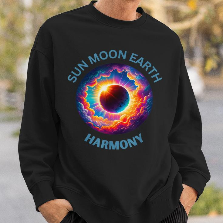 Sun Moon Earth Harmony Eclipse 2024 Sweatshirt Gifts for Him