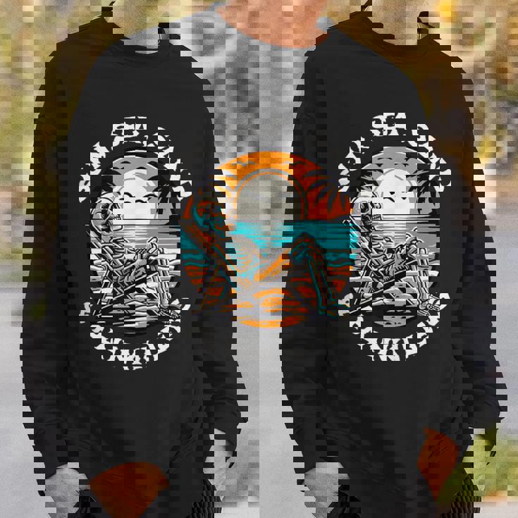 Sun Sea Sand Chronic Illness Humour Spoonie Vacation Black Sweatshirt Gifts for Him