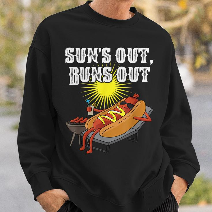 Suns Out Hot Dog Buns Out Sausage Bbq Food Barbecue Sweatshirt Gifts for Him