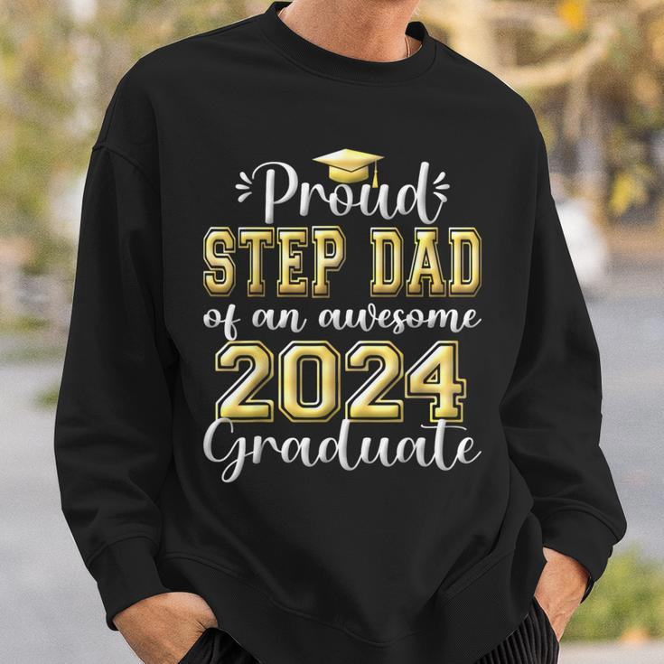 Super Proud Step Dad Of 2024 Graduate Awesome Family College Sweatshirt Gifts for Him