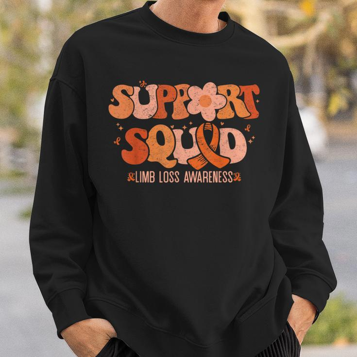 Support Squad Limb Loss Awareness Orange Ribbon Groovy Sweatshirt Gifts for Him