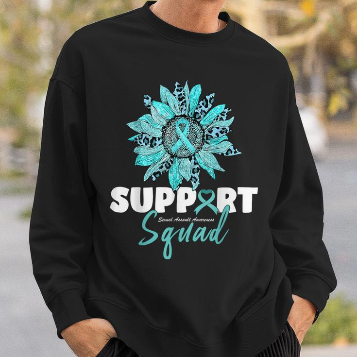 Support Squad Sexual Assault Awareness Month Teal Ribbon Sweatshirt Gifts for Him