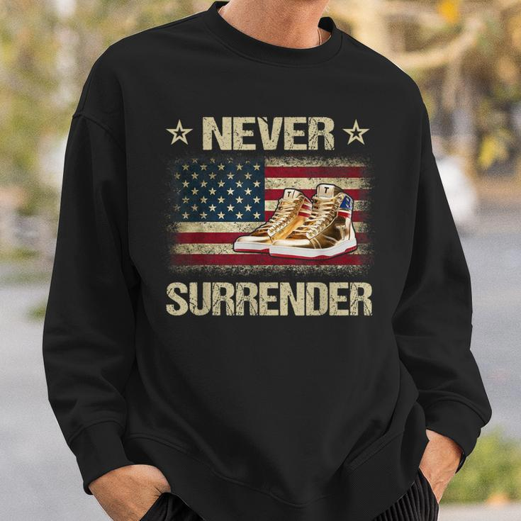 Never Surrender Gold Sneakers Pro Trump 2024 Sweatshirt Gifts for Him