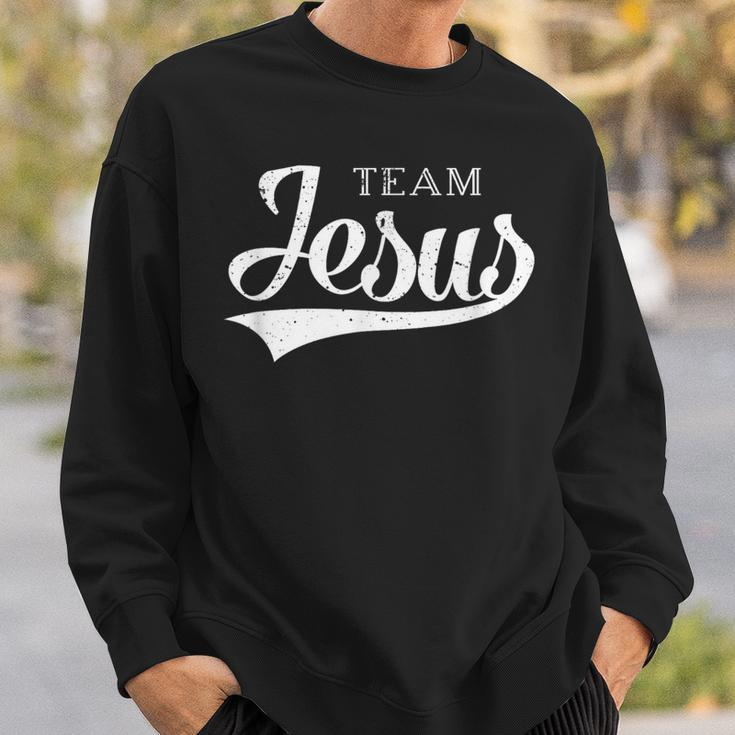Team Jesus Retro Baseball Jersey Style Sweatshirt Gifts for Him