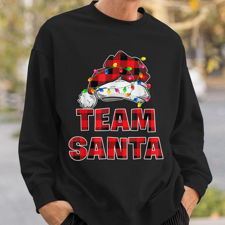 Team Santa Red Plaid Claus Hat Matching Family Christmas Sweatshirt Gifts for Him