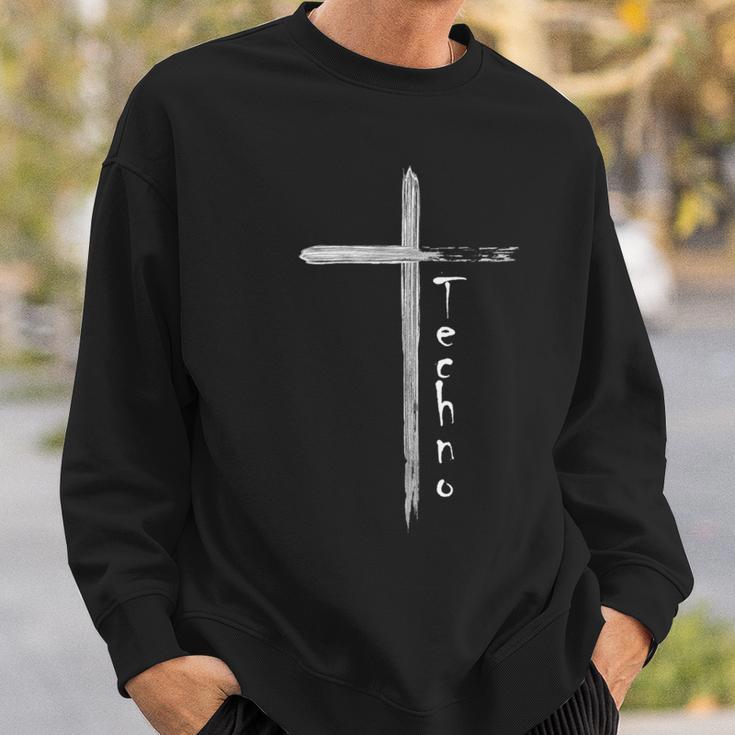 Techno Cross Festival Rave Sweatshirt Geschenke für Ihn