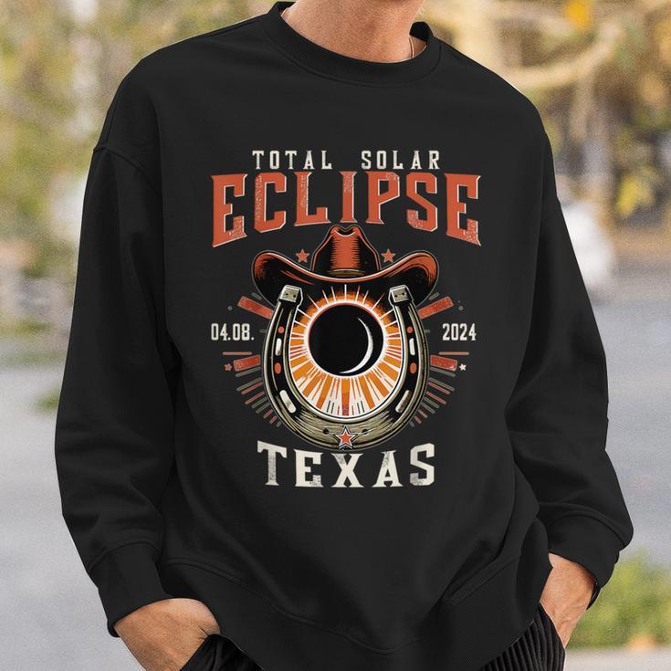 Texas Total Solar Eclipse April 8 2024 Totality Cowboy Sweatshirt Gifts for Him