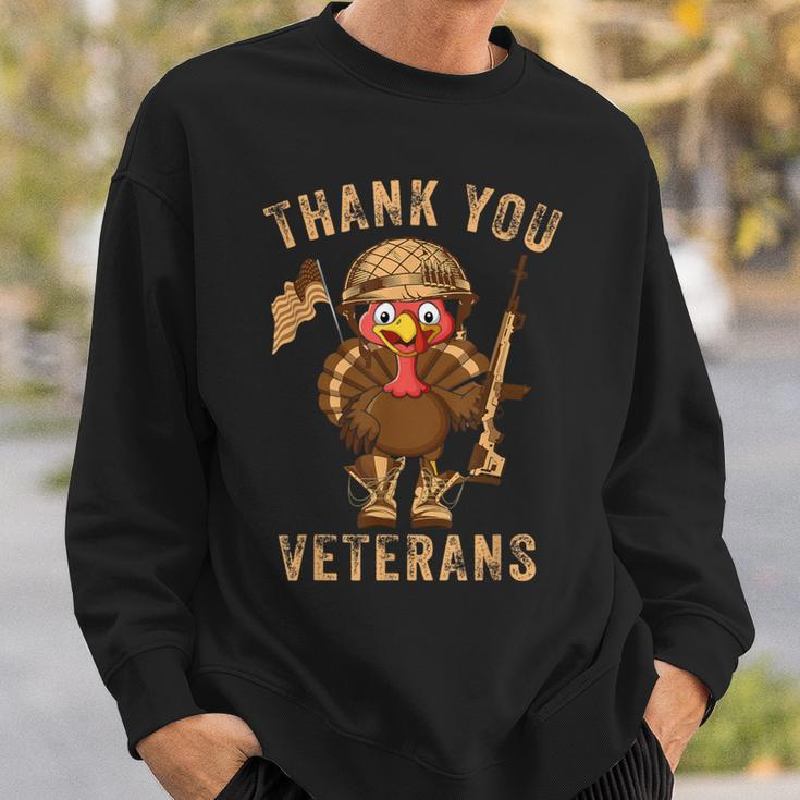 Thanksgiving Veteran Turkey Us Flag Thank You Veterans Sweatshirt Gifts for Him