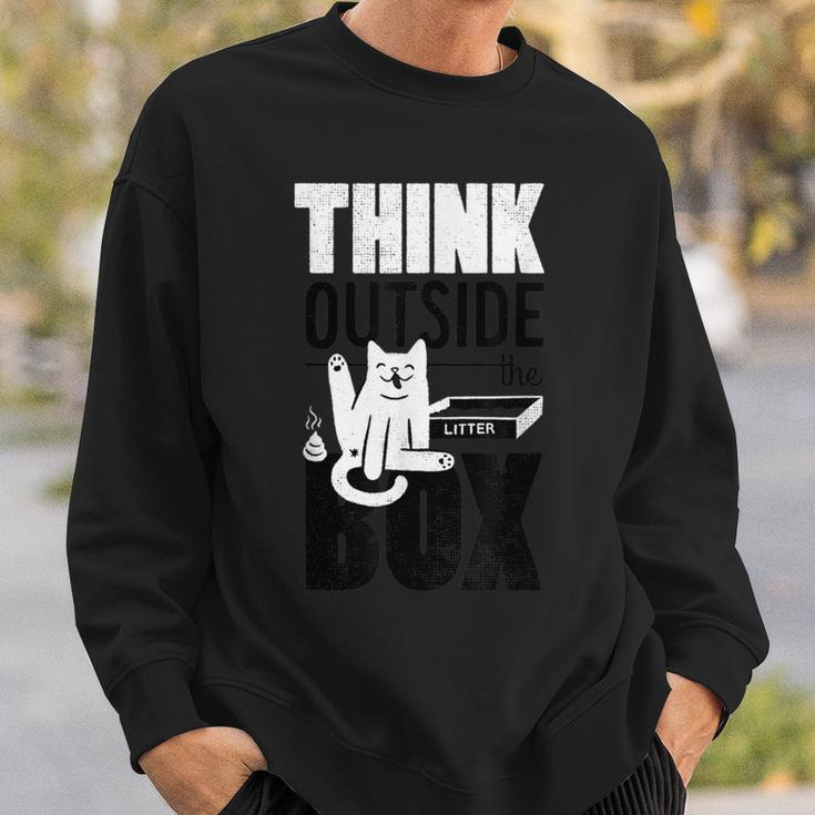 Think Outside The Litter Box Cat Kitty Butt Poop Lick Sweatshirt Gifts for Him