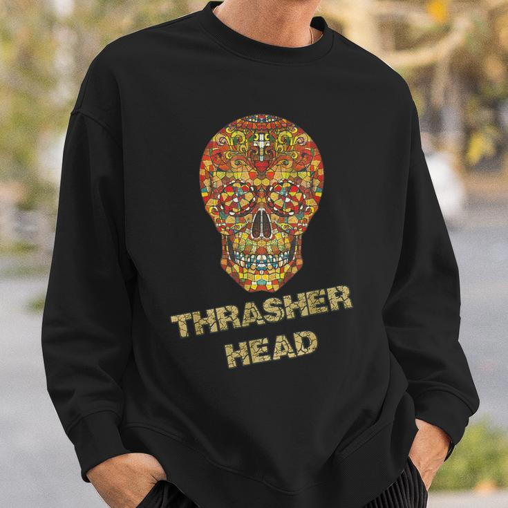 Thrasher Head Sugar Skull Distressed Vintage Skater Sweatshirt Gifts for Him