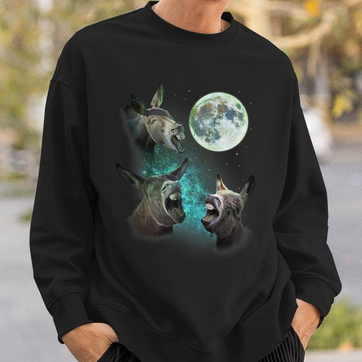 Three Donkeys Howl At Moon 3 Wolfs Wolves Parody Sweatshirt Gifts for Him