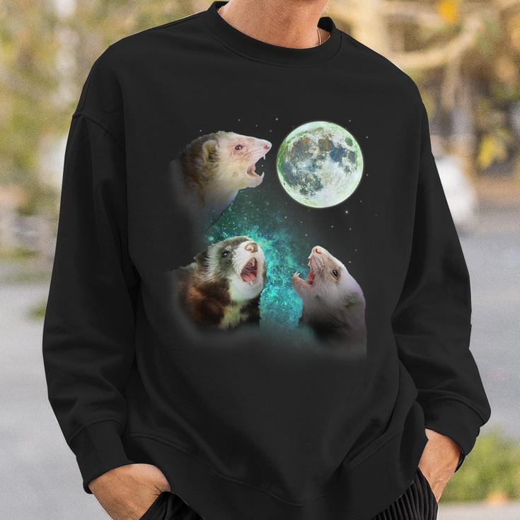 Three Ferrets Howl At Moon 3 Wolfs Wolves Parody Sweatshirt Gifts for Him