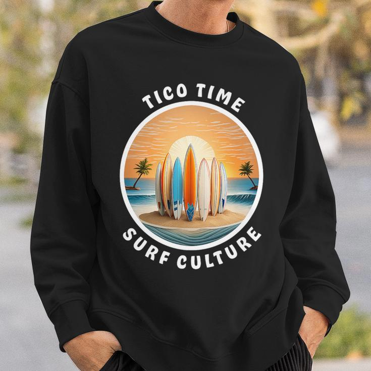 Tico Time Surf Culture Costa Rican Surfboard Vibe Sweatshirt Gifts for Him