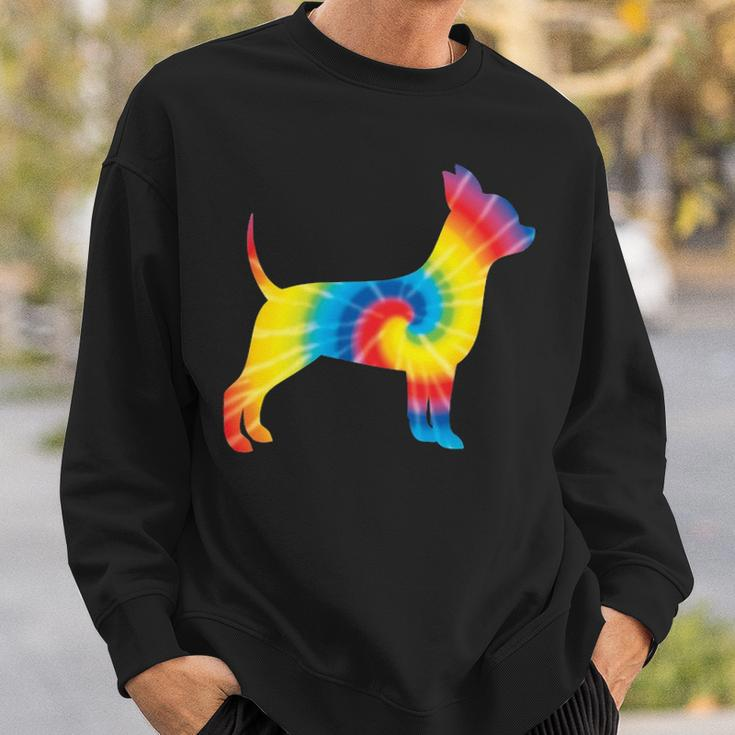 Tie Dye Chihuahua Rainbow Print Dog Pup Hippie Peace Sweatshirt Gifts for Him