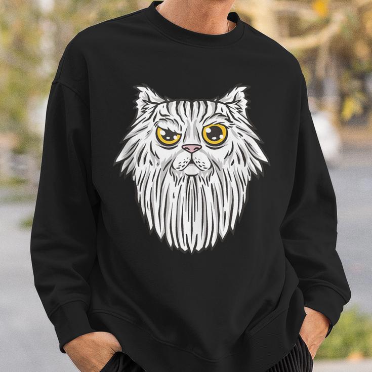 Tiger-Cat Bearded White Sweatshirt Gifts for Him