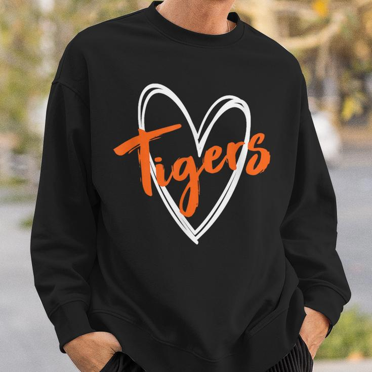 Tigers School Sports Fan Team Spirit Cute Heart Tigers Sweatshirt Gifts for Him