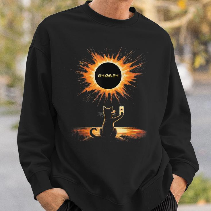 Total Solar Eclipse 2024 April 8 Cat America Totality Sweatshirt Gifts for Him