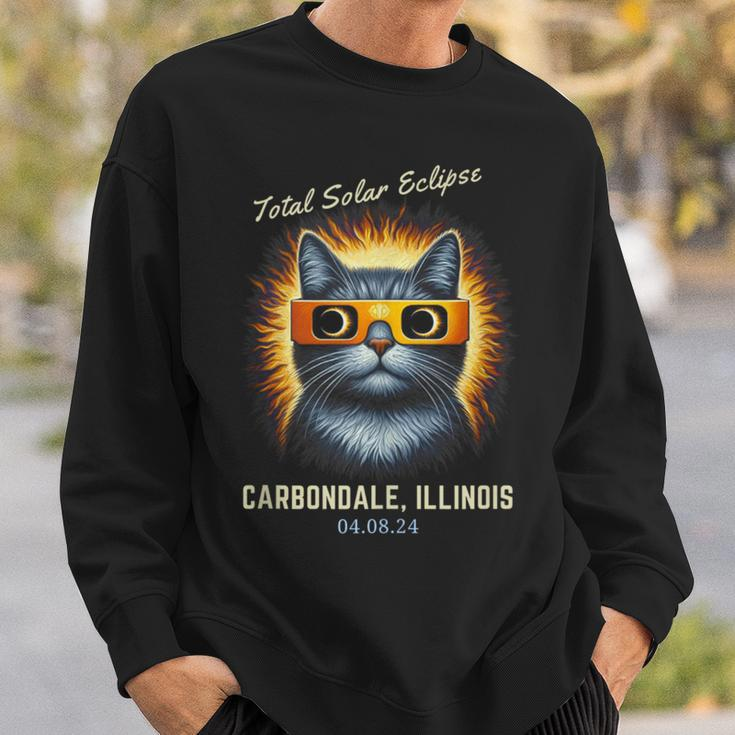 Total Solar Eclipse 2024 Carbondal Illinois Totality Cat Sweatshirt Gifts for Him