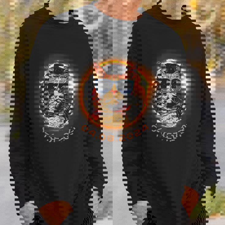 Total Solar Eclipse 2024 Cat With Sunglasses Sweatshirt Gifts for Him