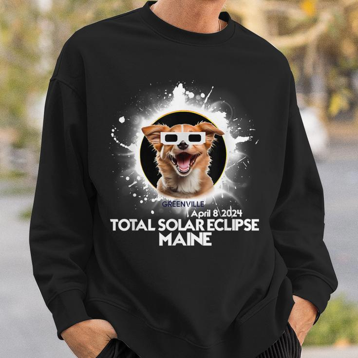 Total Solar Eclipse 2024 Greenville Maine Eclipse Dog Sweatshirt Gifts for Him