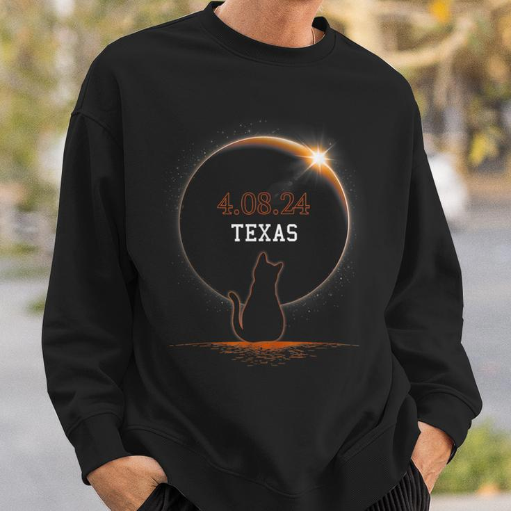Total Solar Eclipse 2024 State Texas Cat Total Solar Eclipse Sweatshirt Gifts for Him