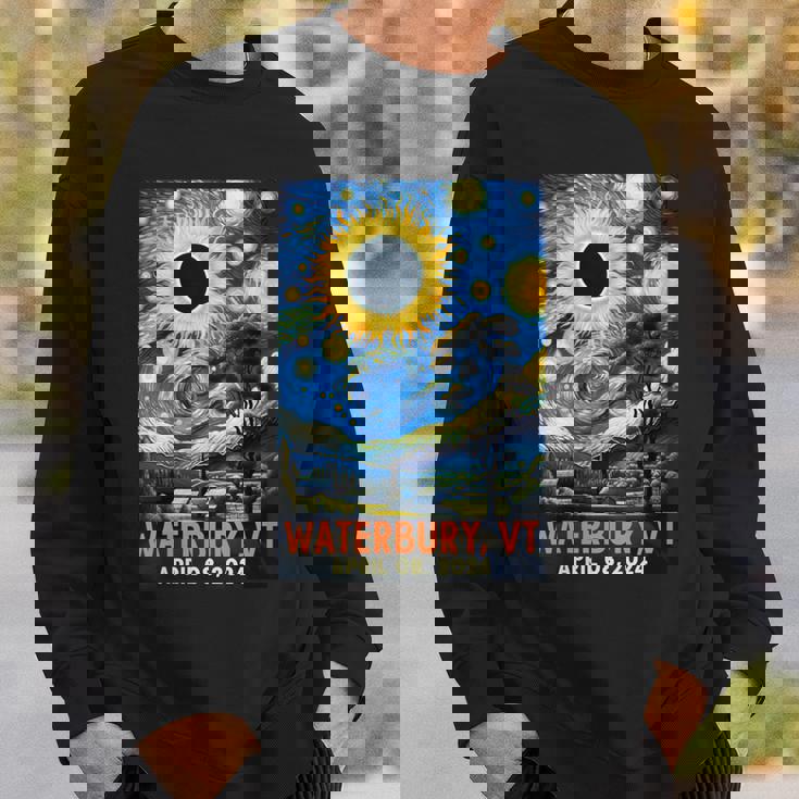 Total Solar Eclipse 2024 Waterbury Vermont Starry Night Sweatshirt Gifts for Him