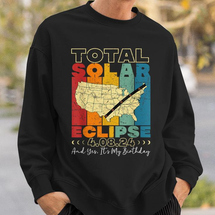 Total Solar Eclipse 2024 Yes It's My Birthday Retro Vintage Sweatshirt Gifts for Him