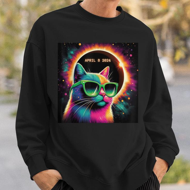 Total Solar Eclipse Cat Wearing Glasses April 8 2024 Sweatshirt Gifts for Him