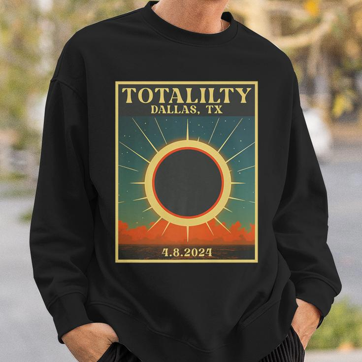 Total Solar Eclipse Dallas Texas Retro Totality 4 8 2024 Sweatshirt Gifts for Him