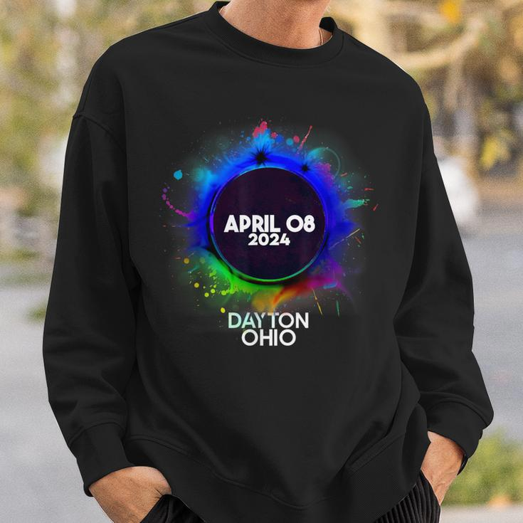 Total Solar Eclipse Dayton Ohio 2024 Colorufl Totality Sweatshirt Gifts for Him