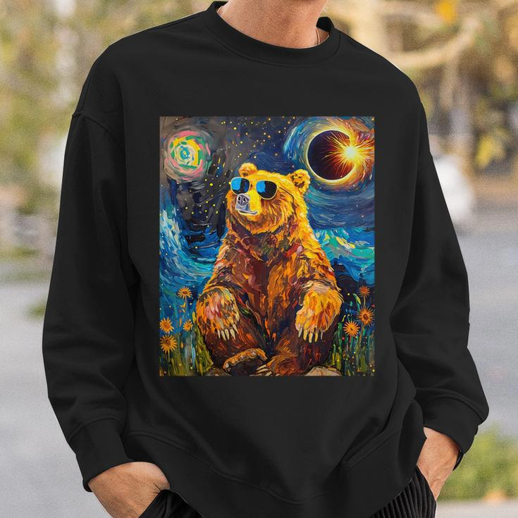Total Solar Eclipse Grizzly Bear Sweatshirt Gifts for Him