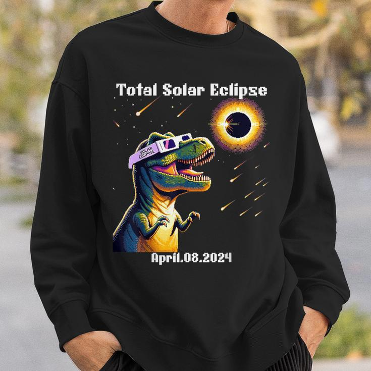 Total Solar Eclipse T-Rex April 8 2024 America Solar Eclipse Sweatshirt Gifts for Him