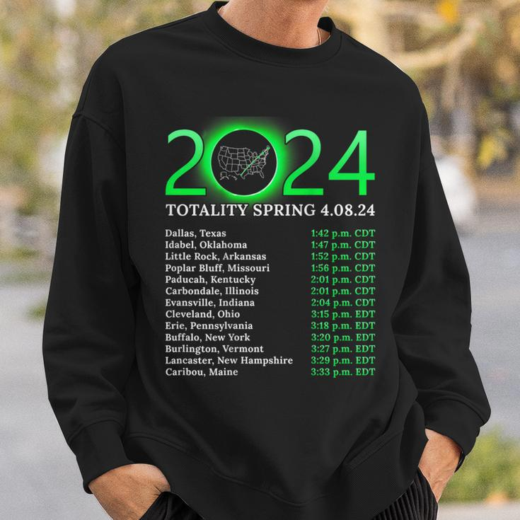 Totality Path 2024 American Total Eclipse Map On Back Sweatshirt Gifts for Him