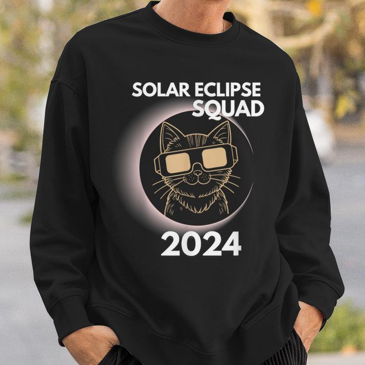 Totality Solar Eclipse 2024 Cat Moon Sun Earth April Sweatshirt Gifts for Him
