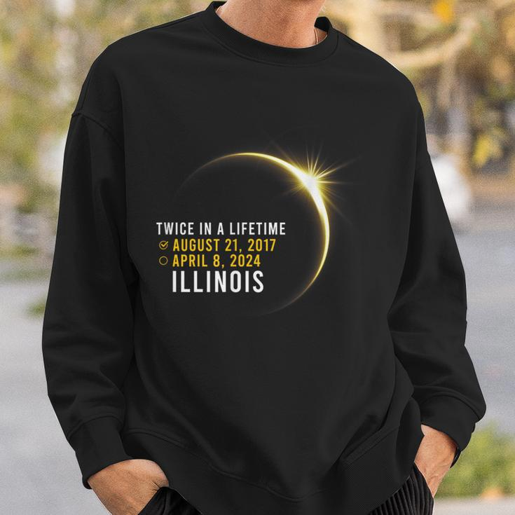 Totality Twice In A Lifetime Solar Eclipse 2024 Illinois Sweatshirt Gifts for Him