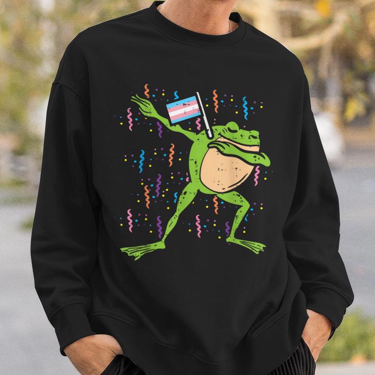 Transgender Flag Frog Dab Lgbt Trans Pride Stuff Animal Sweatshirt Gifts for Him