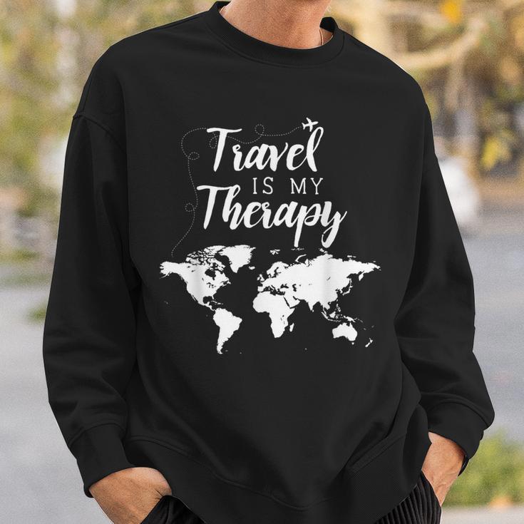 Travel Is My Therapy Statement Sweatshirt Gifts for Him