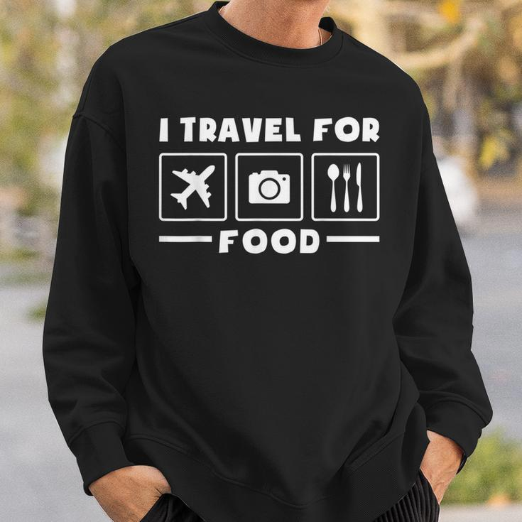 Traveler Flight Vacation Trip I Travel For Food Watercolor Sweatshirt Gifts for Him