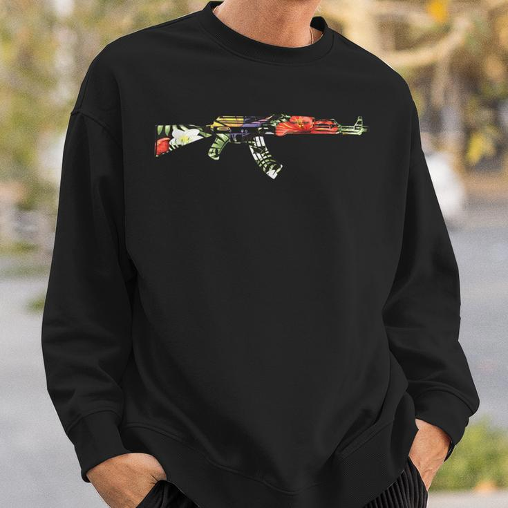 Tropical Gun Lover Firearm Beach Cute Hawaiian Aloha Ak-47 Sweatshirt Gifts for Him