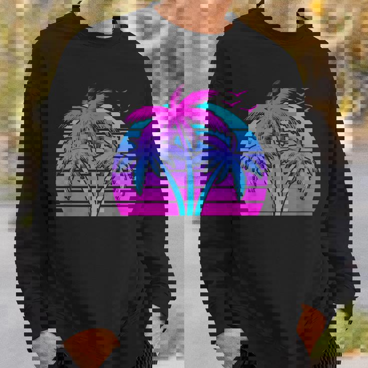 Tropical Vaporwave Hawaiian Palm Tree Hawaii Beach Edm Sweatshirt Gifts for Him
