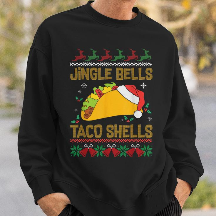 Ugly Christmas Fast Food Joke Jingle Bells Taco Shells Sweatshirt Gifts for Him