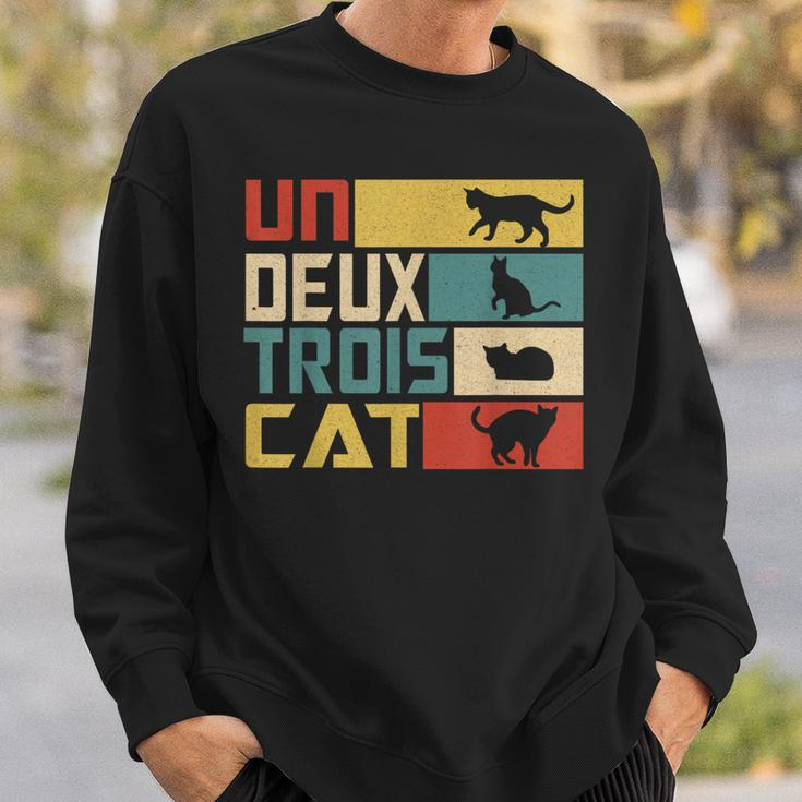 Un Deux Trois Cat French Word Game Cat Sweatshirt Geschenke für Ihn