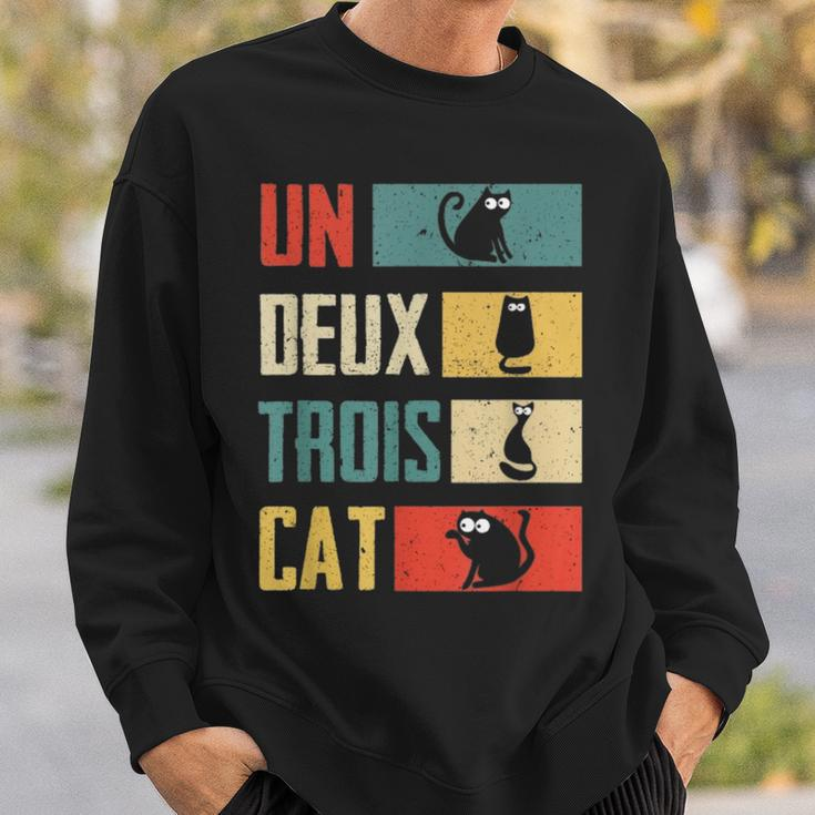Un Deux Trois Cat Vintage French Joke Cat Lovers Sweatshirt Gifts for Him